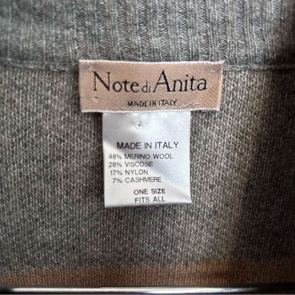 Note di Anita Plaid Checkered Wool & Cashmere Blend Poncho Sweater One Size - Picture 2 of 5